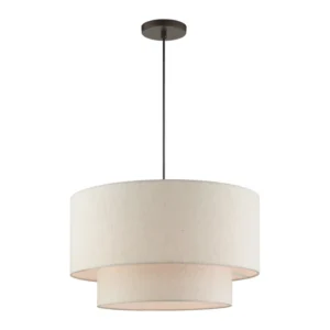 2 TIER LINEN DRUM 20" CHANDELIER